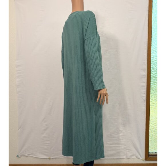 MNG Basics Ribbed Long Mint-Green Cardigan 3/4 Sleeve | Size 6 - Picture 5 of 8